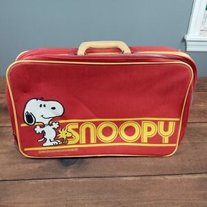 Aviva Snoopy Suitcase Kids Red Good Vintage 1965 Peanuts Woodstock Luggage Bag